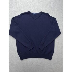 Peter Millar‎ Sweater Mens XL Navy Merino Wool V Neck Crown Crafted Pullover